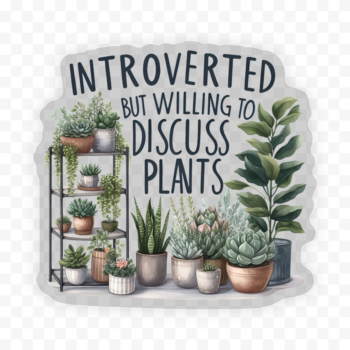 Introverted By Willing To Clear Vinyl, Sticker, 3x3 in.