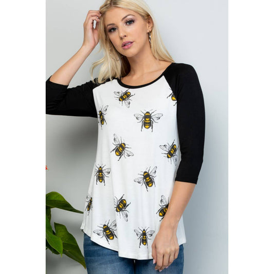 Bee Print Raglan Shirt