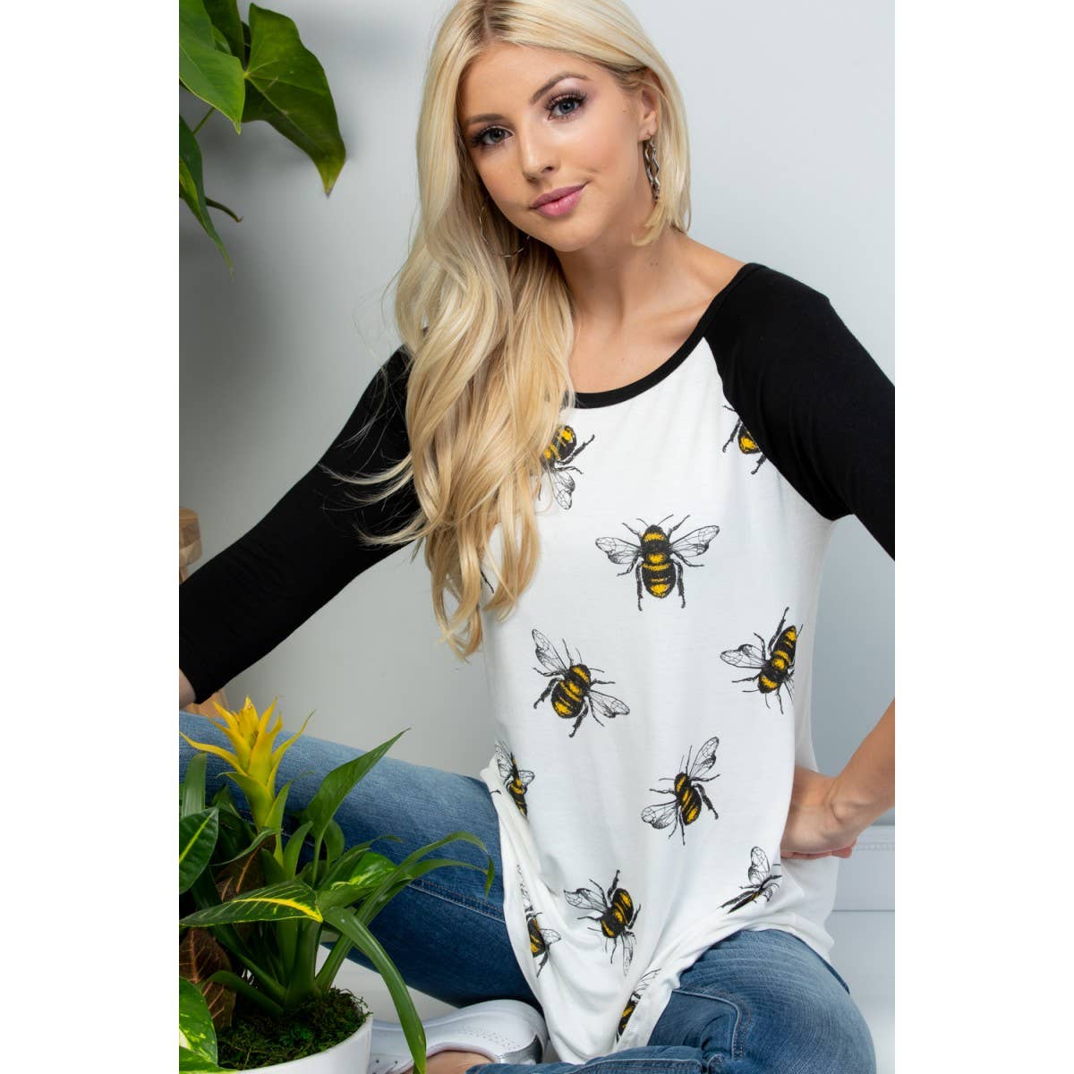 Bee Print Raglan Shirt
