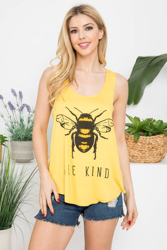 Bee Kind Print Graphic Tanktops