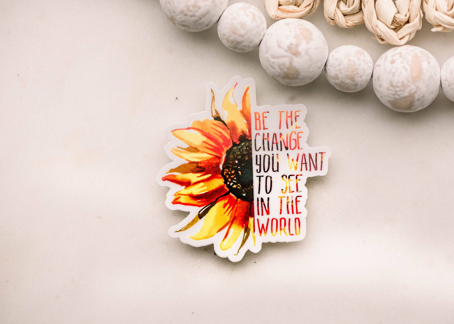 Be The Change Sunflower Vinyl Sticker, 3x3 in