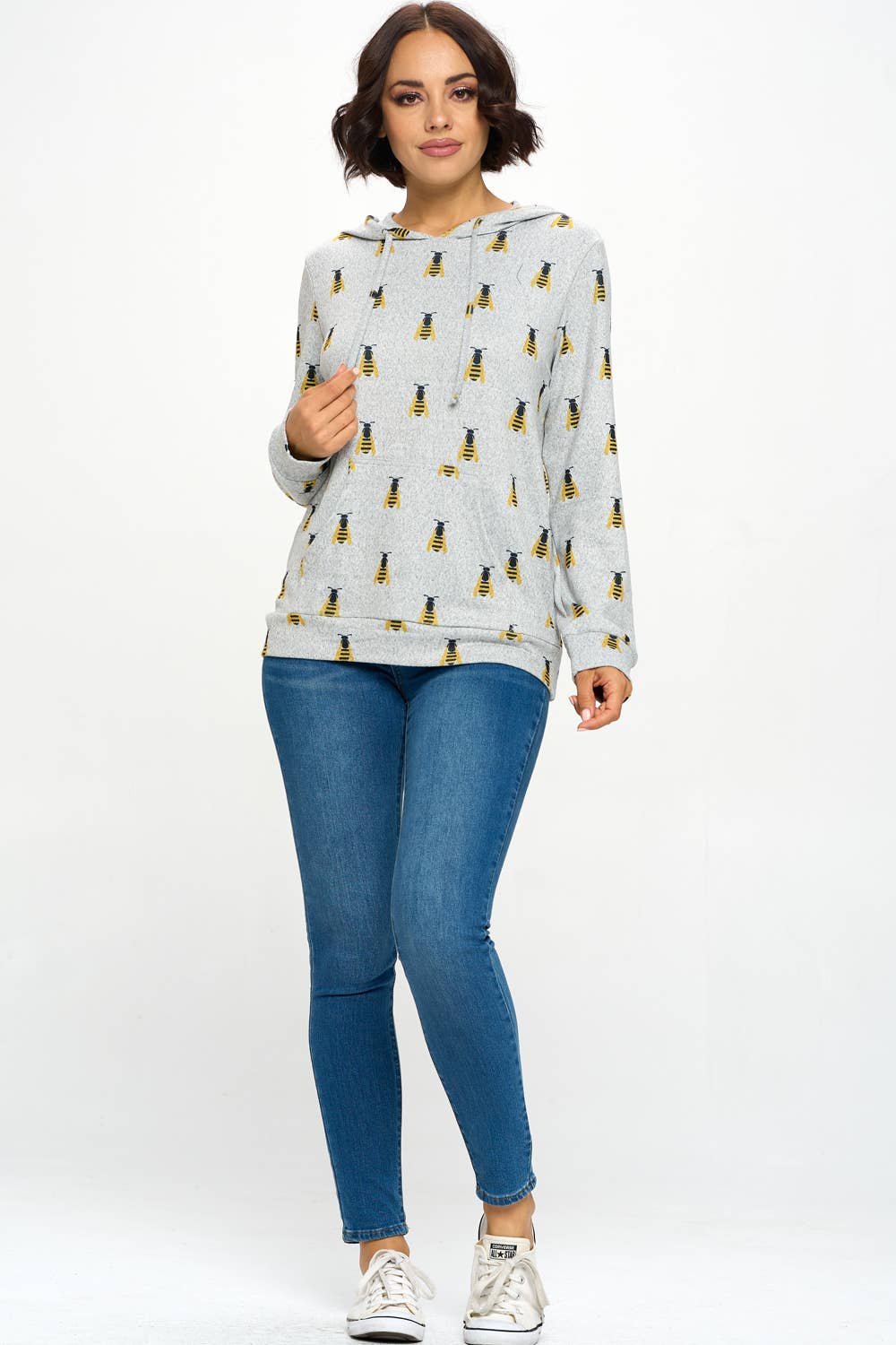 Bee Print Pocket Hoodie