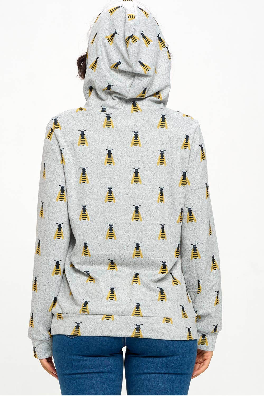 Bee Print Pocket Hoodie