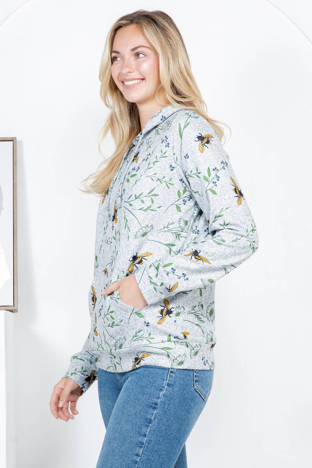 Bee Floral Pullover Hoodie